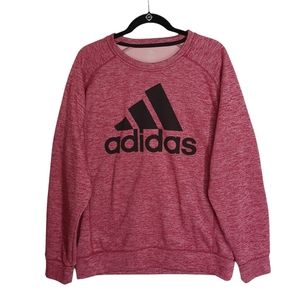 ADIDAS Burgundy Red Marled Print Climawarm Long Sleeve Sweater Top Large